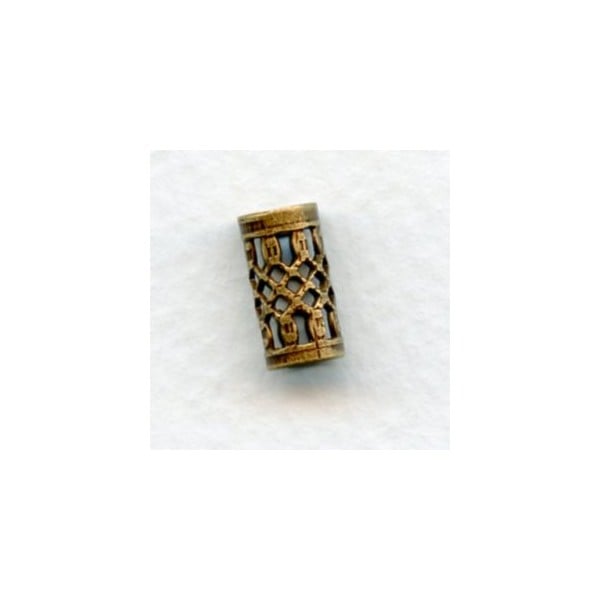 Elegant Filigree Spacer Tubes 13mm Oxidized Brass (6)