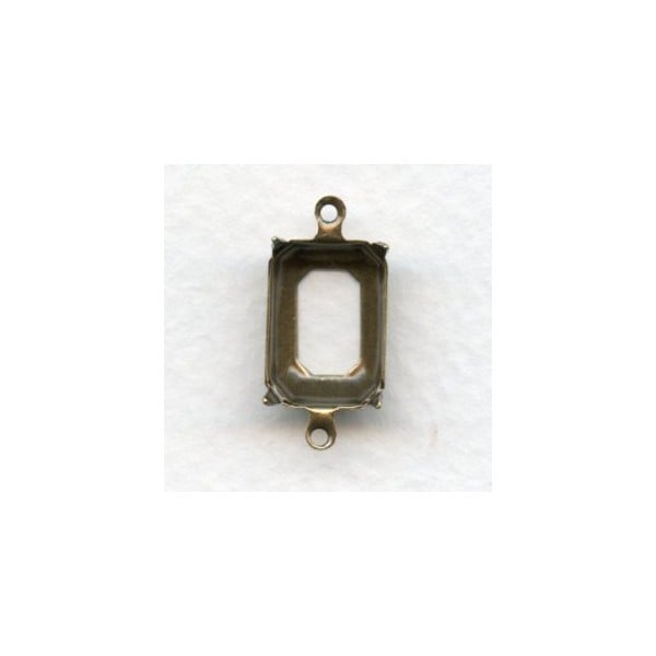 Octagon Connector Settings 14x10mm Oxidized Brass (12)