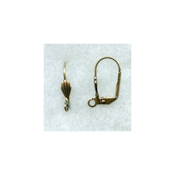 Lever Back Earring Finding with Shell Oxidized Brass (24)