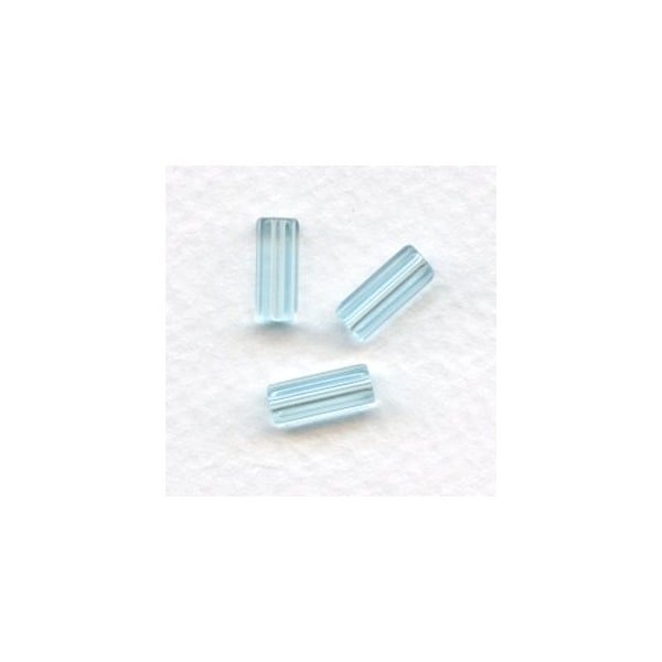 Aquamarine Czech Glass Hex Tube Beads 10x4mm (50)