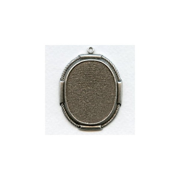Ornate Setting Base Oxidized Silver 40x30mm