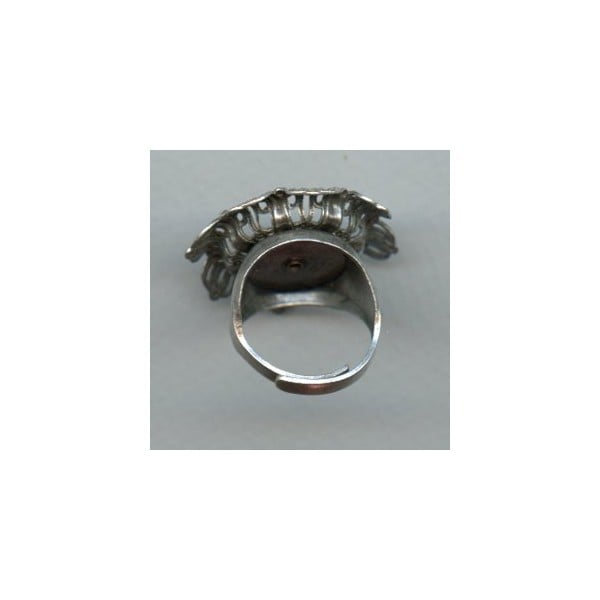 Adjustable Ring with Filigree Flower Setting Oxidized Silver (1)