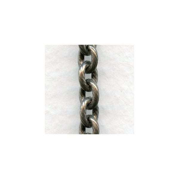 Textured Cable Chain Antique Silver 7x6mm Links (3 ft)