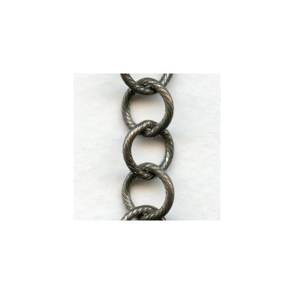 Large 10mm Link Textured Chain Antique Silver