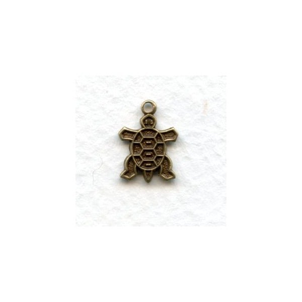 Tiny Turtle Charms Oxidized Brass (6)