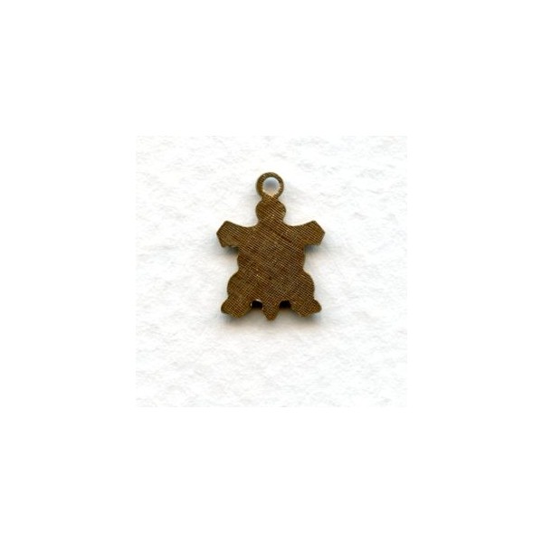 Tiny Turtle Charms Oxidized Brass (6) - Image 2