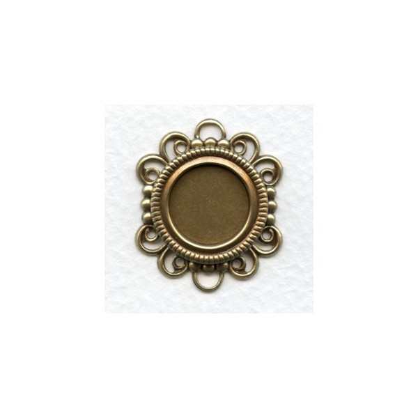 Great 13mm Fancy Edge Setting Bases Oxidized Brass (6) - Image 2