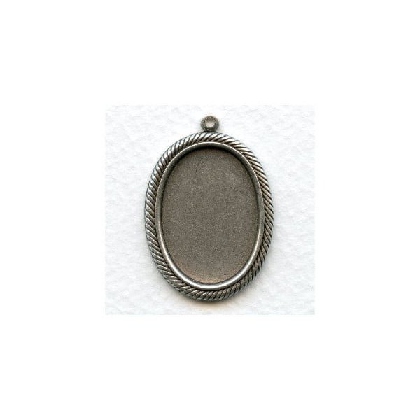 Rope Edge Settings 25x18mm Oxidized Silver (6)
