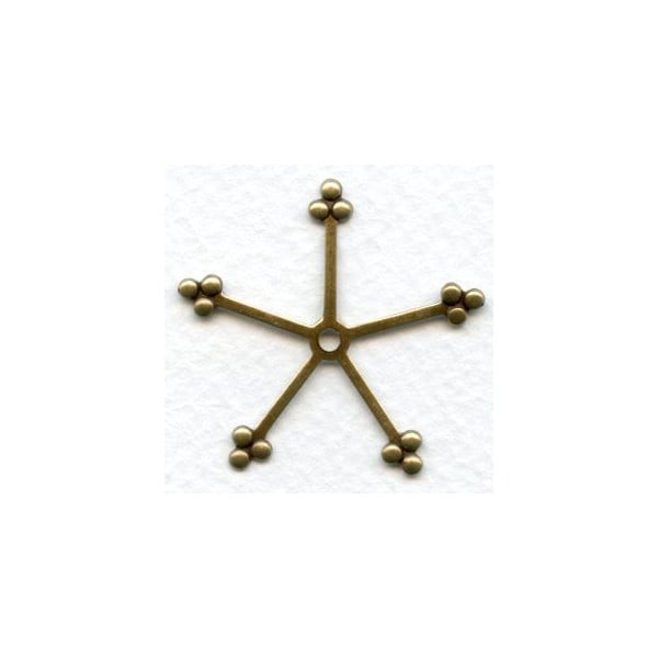 Beaded Tip Petals or Prongs Oxidized Brass 35mm (6)