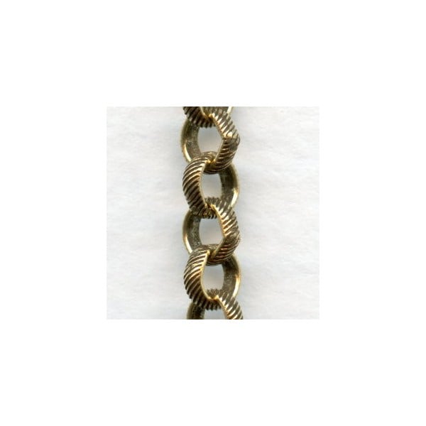 Rolo Chain Textured 5mm Links Antique Gold Plated Steel (3 ft)