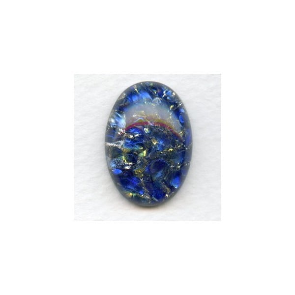 Blue Sea Opal Glass Stone 25x18mm