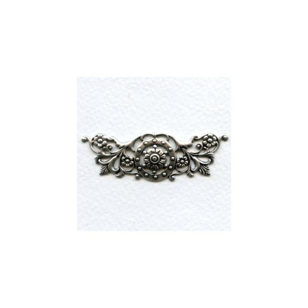Floral Border Swag and Wheel Oxidized Silver 57mm (2)