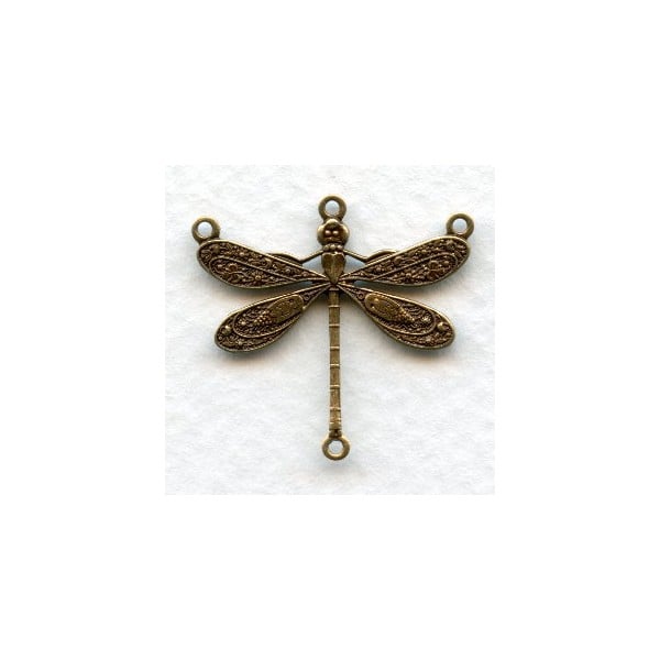 Victorian Dragonfly Connector Oxidized Brass 25mm (6)