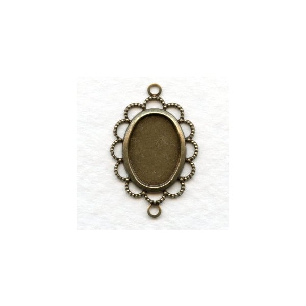 Filigree Setting 14x10mm Oxidized Brass Connectors (12)