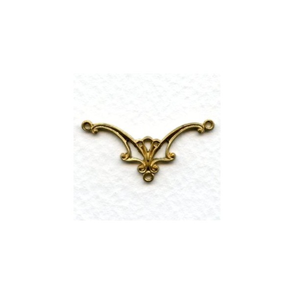 Solid Back Connector with Three Loops Raw Brass (2)
