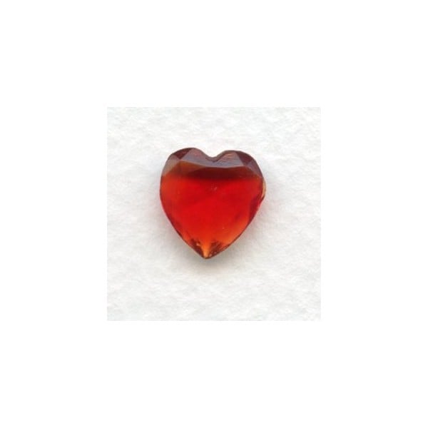 Ruby Glass Heart-Shape Stones Unfoiled 12x11mm
