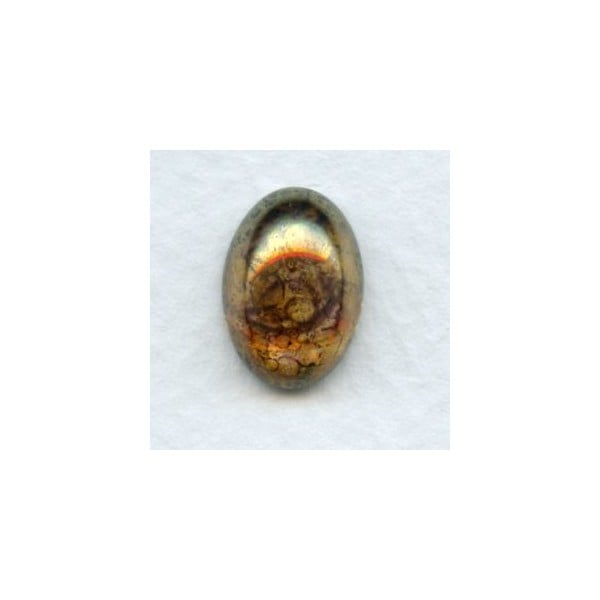 Taupe Luster Effect Glass Cabs 14x10mm