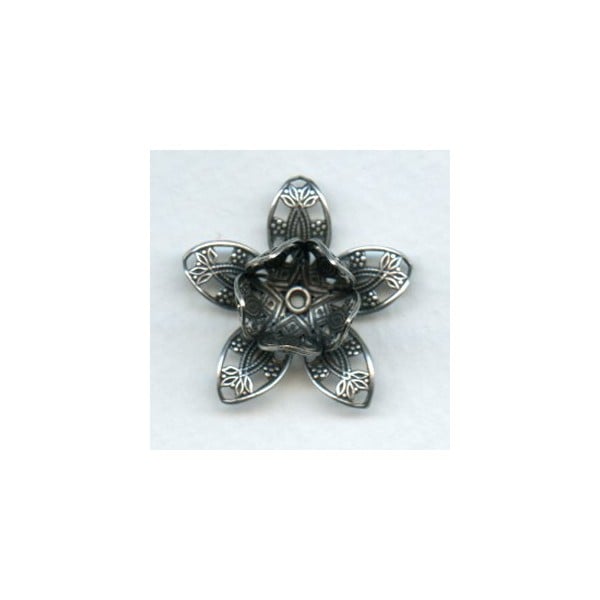 Double Flower Filigree Shapes Oxidized Silver 26mm (1)