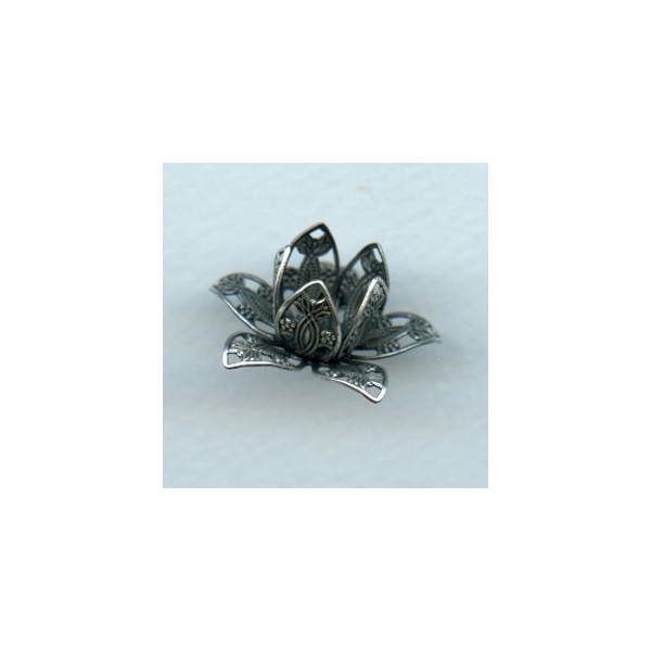 Double Flower Filigree Shapes Oxidized Silver 26mm (1) - Image 2