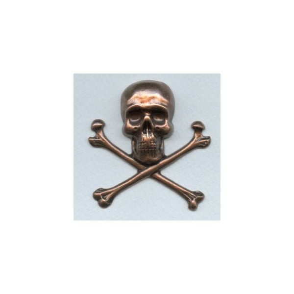 Large Skull and Crossbones Oxidized Copper 55mm (1)