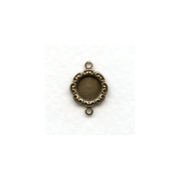 Ruffled Edge Setting Connectors 7mm Oxidized Brass (12)