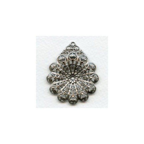 European Filigree Pendant 48mm Oxidized Silver (1)