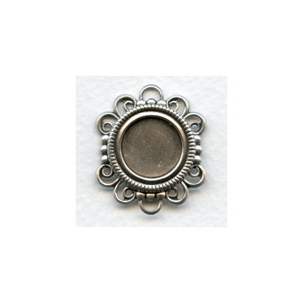 Great 13mm Fancy Edge Setting Bases Oxidized Silver (6) - Image 2
