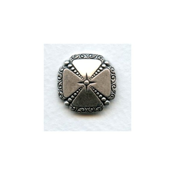 Rounded Square 20mm Medallions Oxidized Silver (2)