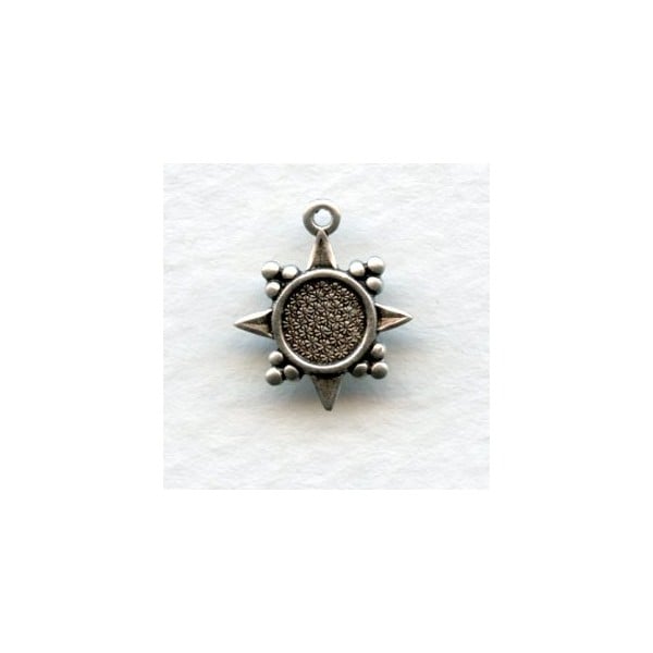 Pendant Settings to Hold 5.5mm Stones Oxidized Silver (12)