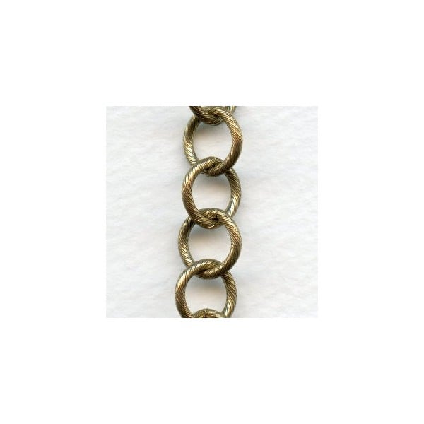 Large 10mm Link Textured Chain Antique Gold (3 ft)