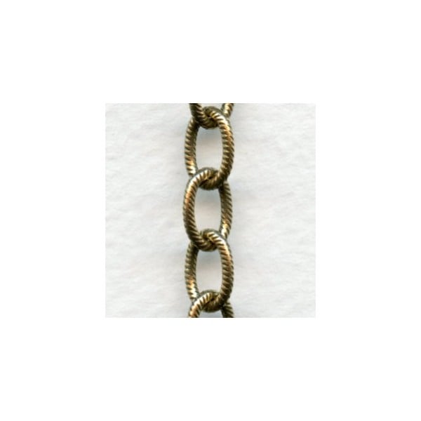Cable Chain 9x6mm Oval Links Textured Antique Gold (3 ft)