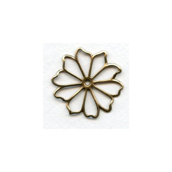 Open Petal Flowers Oxidized Brass 35mm (4)