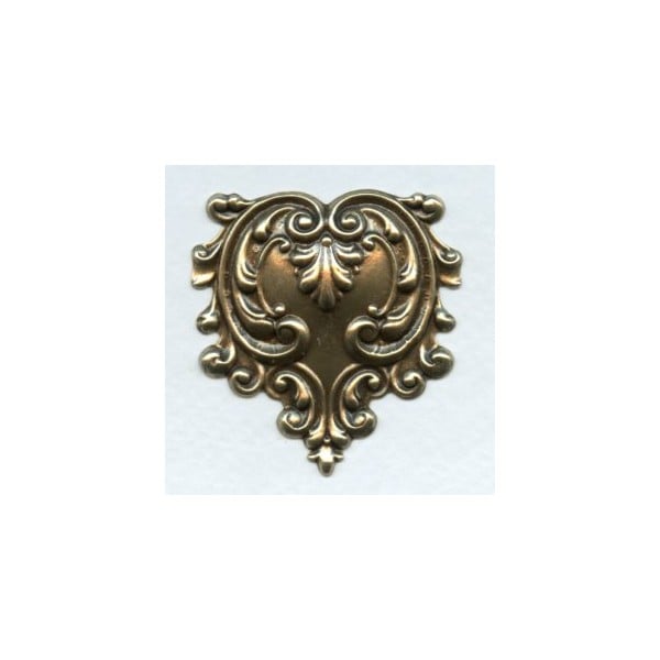 Ornate Heart Shaped Stamping Oxidized Brass (1)