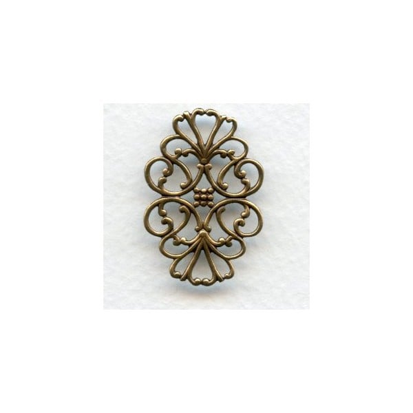 Filigree Flat Oval Connector Oxidized Brass 33mm (6)