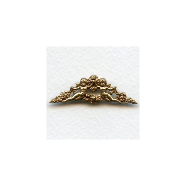 Rose and Cherub Swag Stamping Oxidized Brass