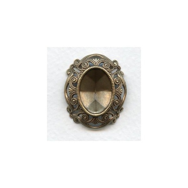 Filigree Edge 18x13mm Oval Setting Oxidized Brass (1)