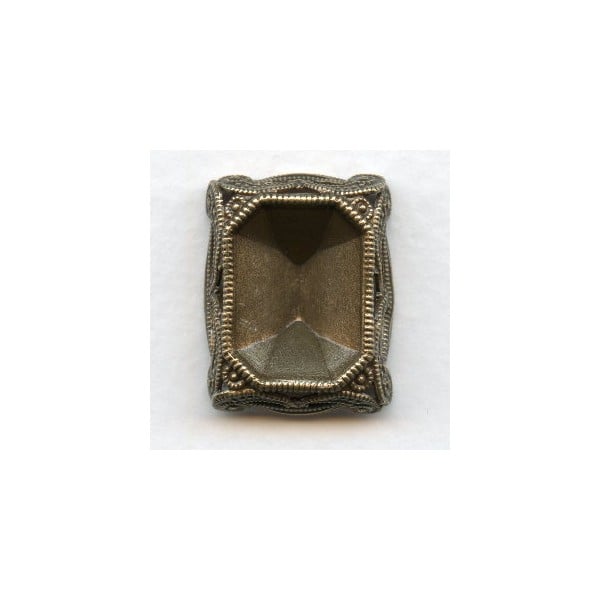Filigree Edge 18x13mm Octagon Setting Oxidized Brass
