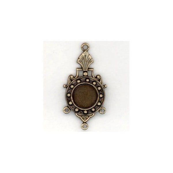 Arts and Crafts Style 10mm Oxidized Brass Settings (12) - Image 3