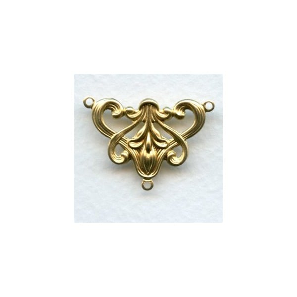 Art Nouveau Style Floral Connector Raw Brass (4)
