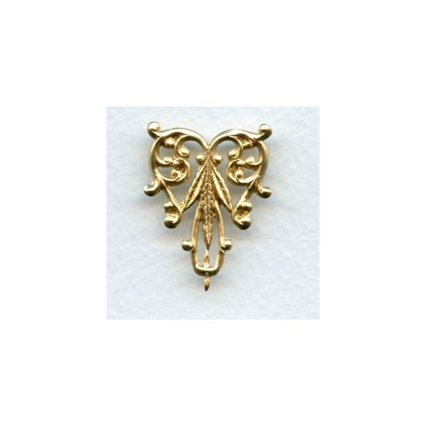 ^Foliate Detail Filigree Triangle Raw Brass 29mm (2)