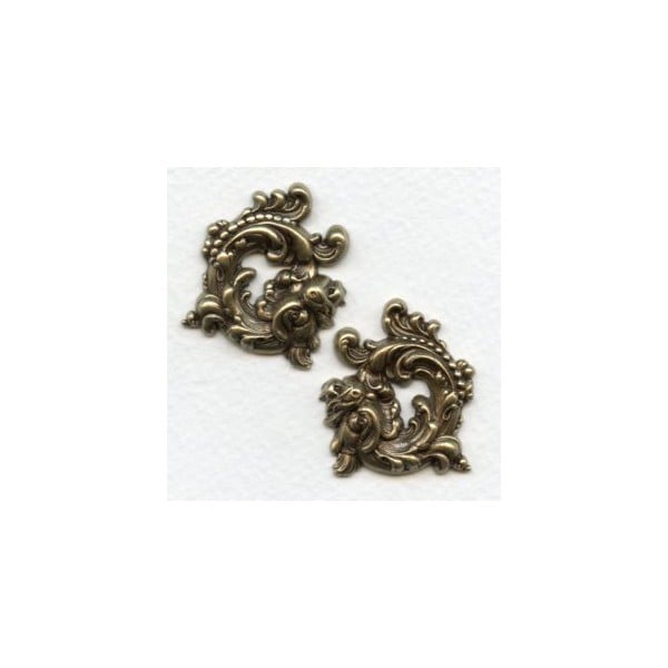 Rococo Guppy Face Dragons Oxidized Brass 32mm