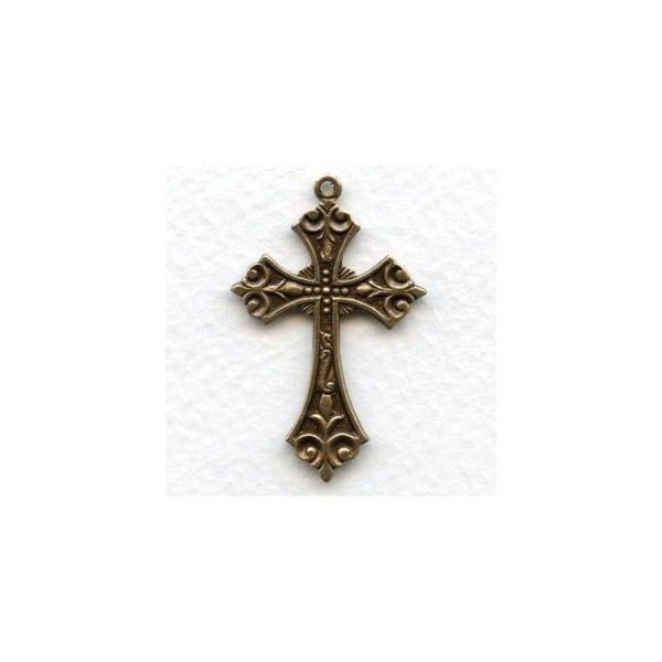 Ornate Small Cross Pendants Oxidized Brass (3)
