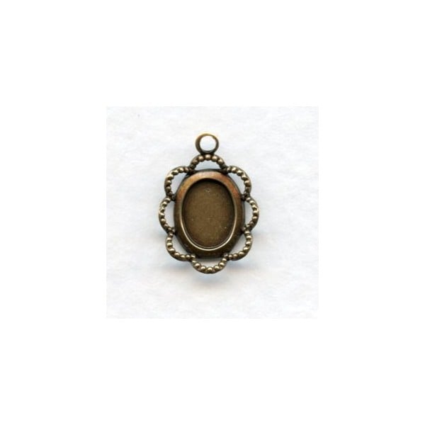 Concave Filigree 8x6mm Settings Oxidized Brass (12)