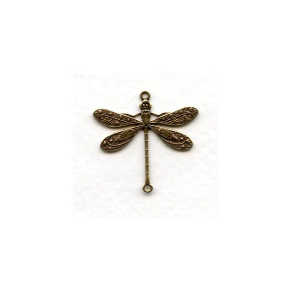 Victorian Style Dragonfly Connectors Oxidized Brass 24mm (3)