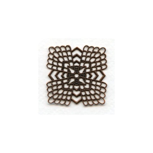 Elegant Flat Filigrees 38mm Oxidized Copper (3)