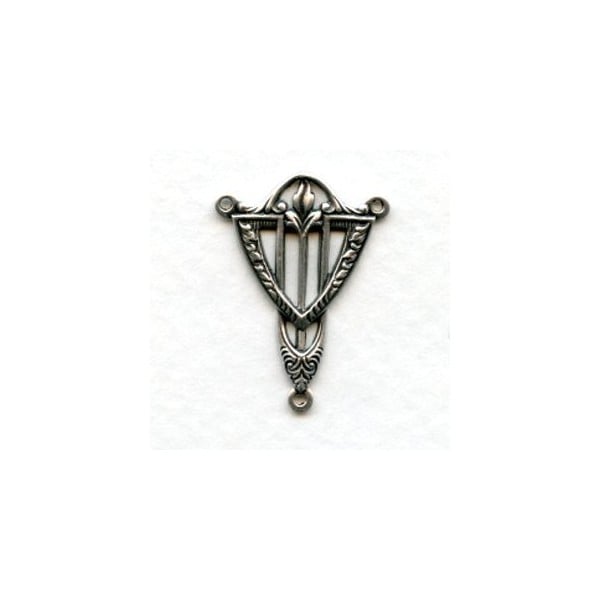 Art Deco Style Focal Point Connectors Oxidized Silver (6)