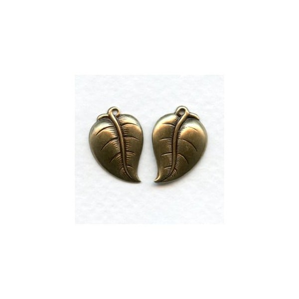 Right and Left Leaves Oxidized Brass 19mm (4)