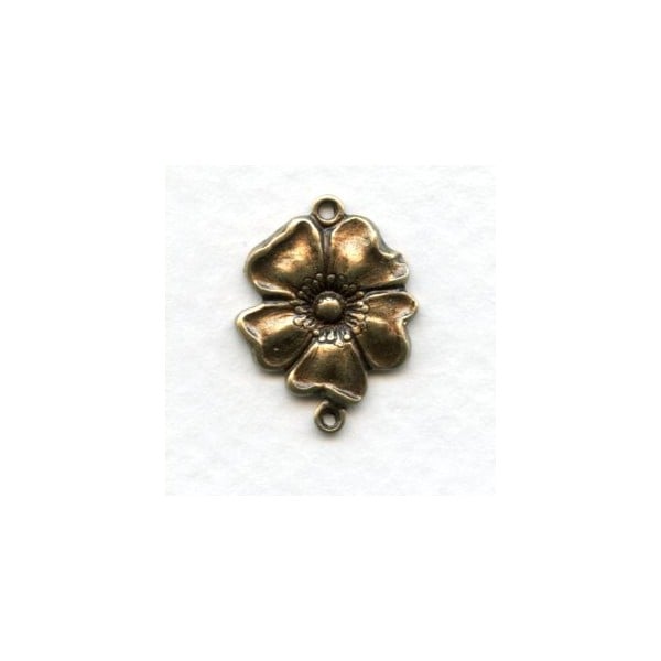 Flower Connector Oxidized Brass 18mm (6)