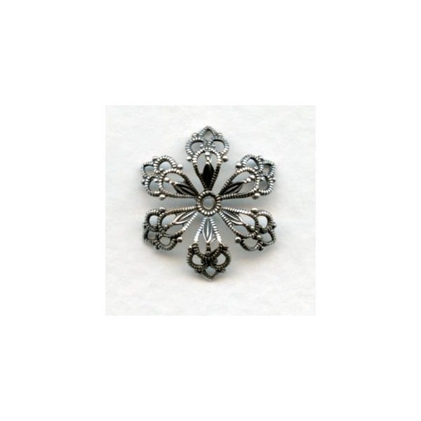 European Filigree Bead Caps Flowers Oxidized Silver 21mm (2)