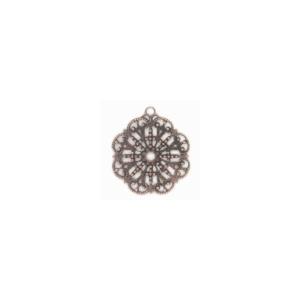^Round Filigree with Loop Oxidized Copper 23mm